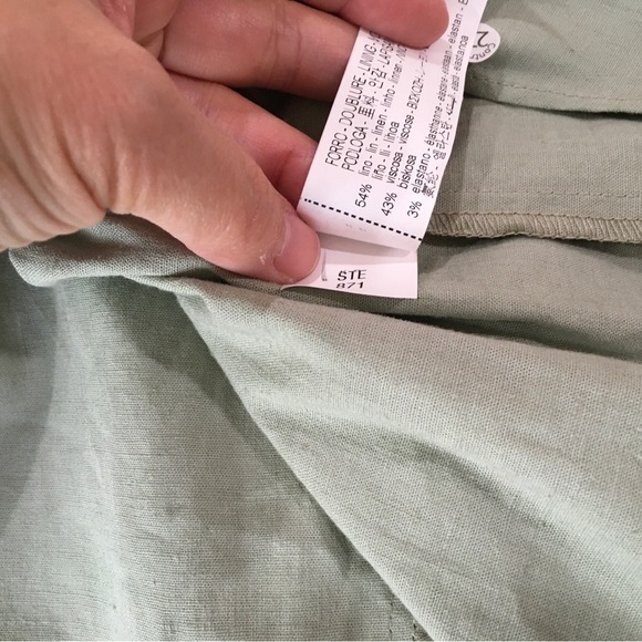 ZARA Midi Dress Wrap Women S LINEN Green 8028/367 New Beach Coastal Sexy Blogger - Picture 7 of 8